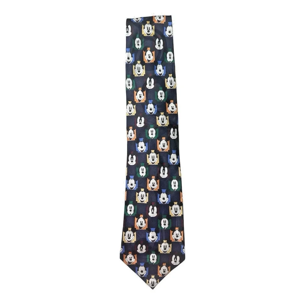 Disney Mickey Mouse Faces Silk‎ Tie Navy Handmade Korea